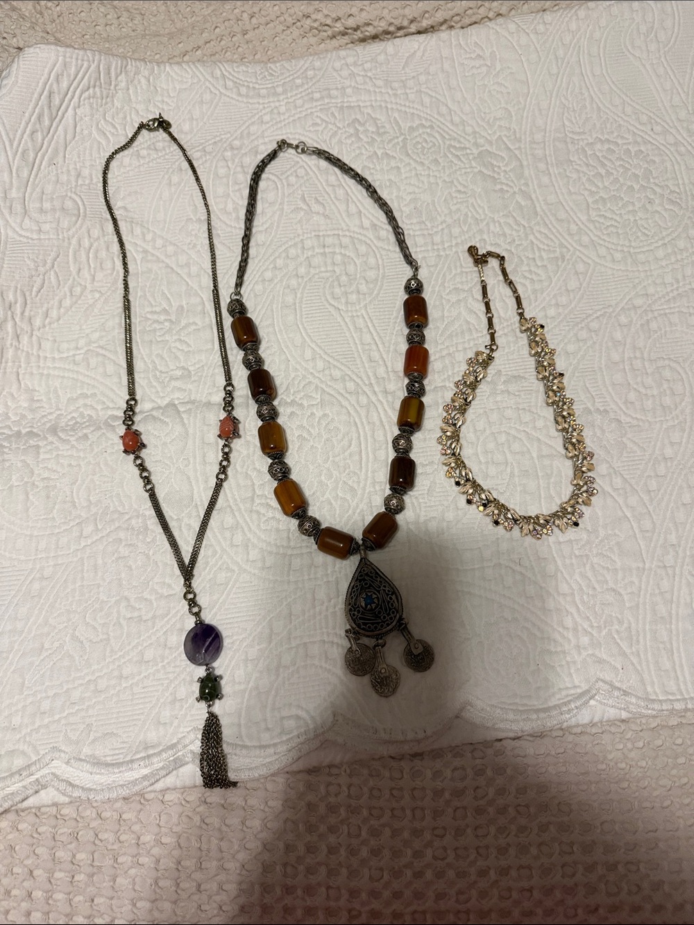 Boho Multi-Bead Amber Statement Necklace - Unbranded